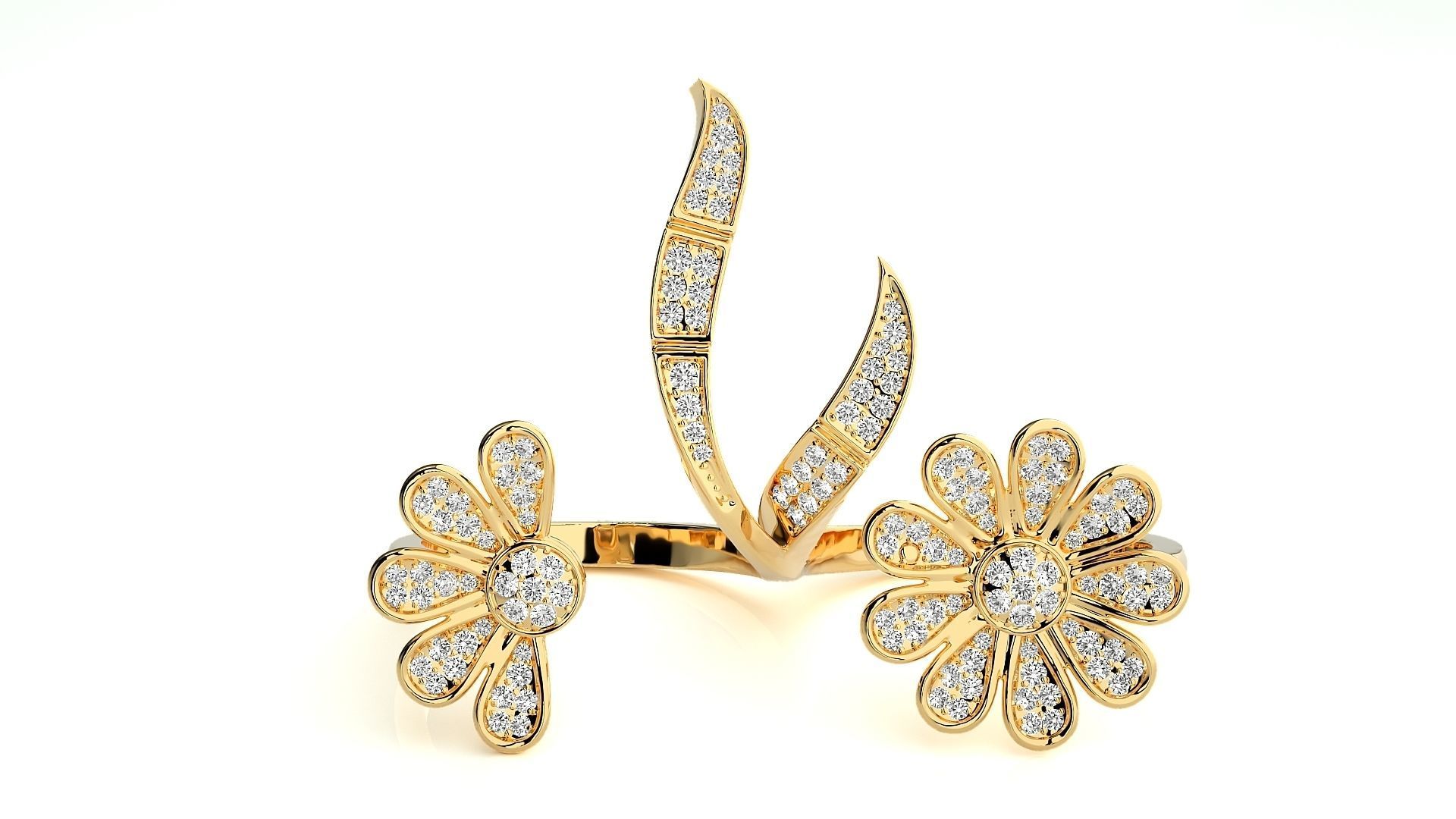 Flowery Diamond two finger 3dm stl renders details 3D print model_7