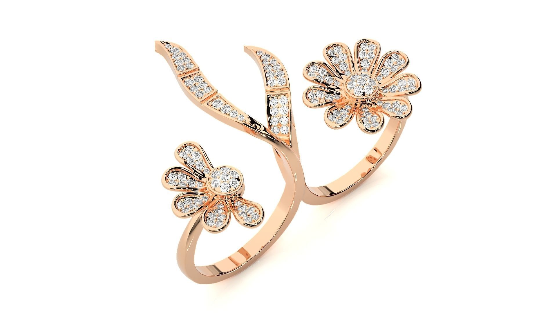 Flowery Diamond two finger 3dm stl renders details 3D print model_1