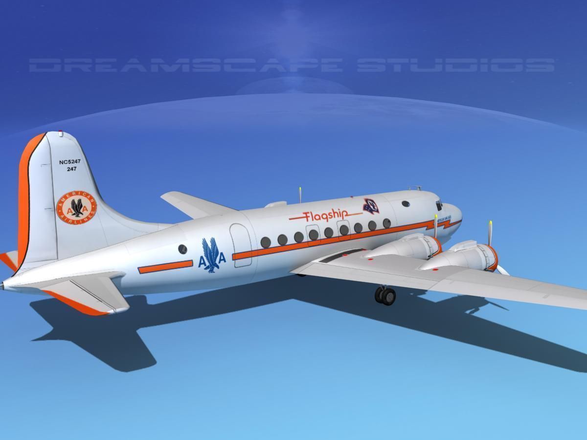 Douglas DC-4 American Airlines 3D model_6