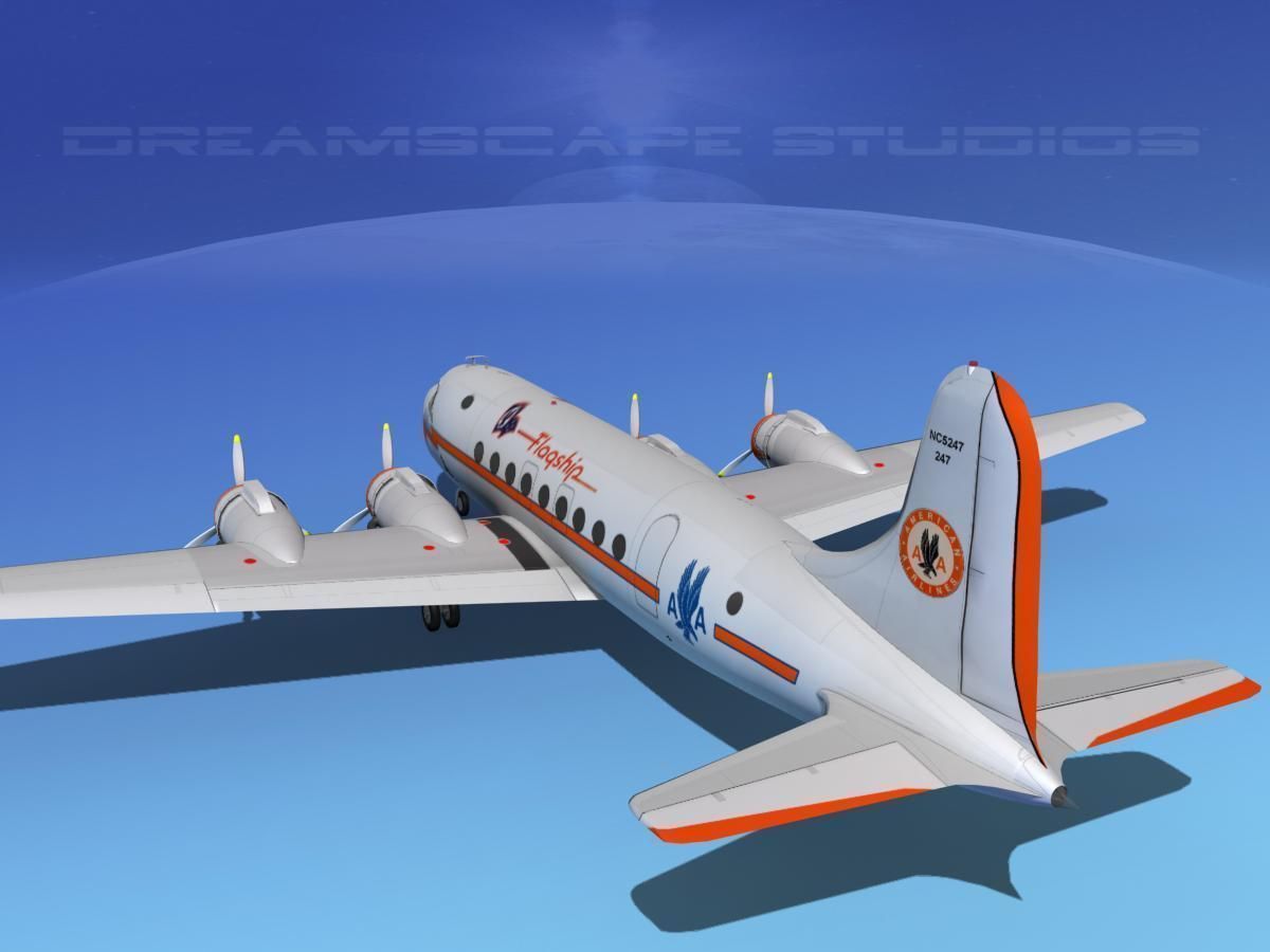 Douglas DC-4 American Airlines 3D model_8