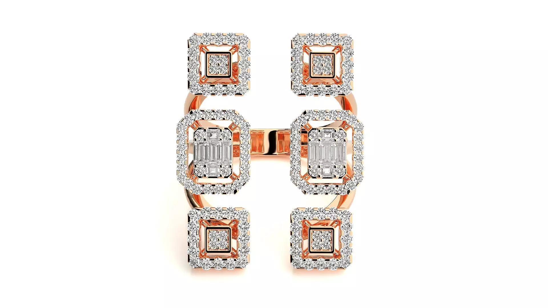 Hexa Star Diamond Cocktail ring 3dm stl renders details 3D print model