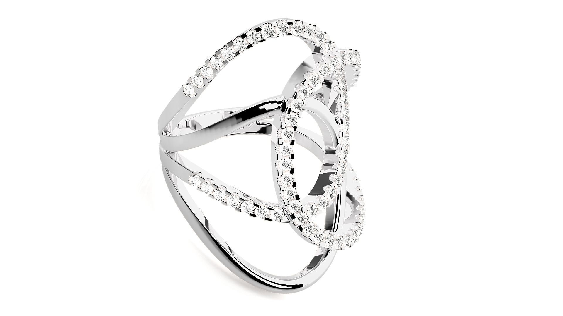 Tri-Circle Cocktail Ring 3dm stl renders details 3D print model_5