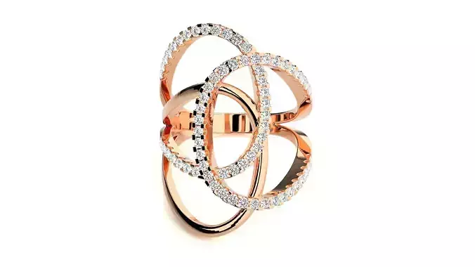Tri-Circle Cocktail Ring 3dm stl renders details 3D print model