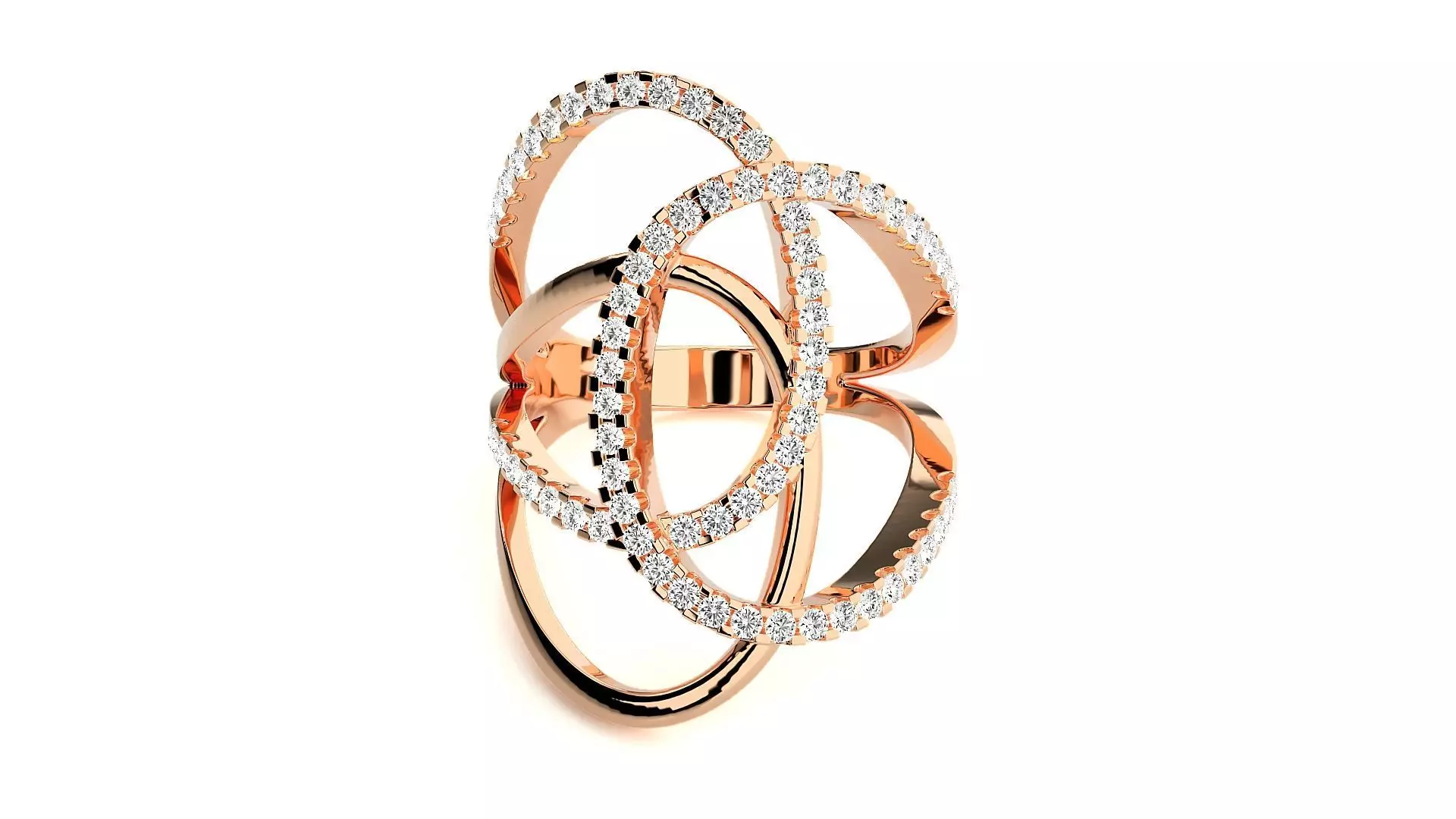 Tri-Circle Cocktail Ring 3dm stl renders details 3D print model_0