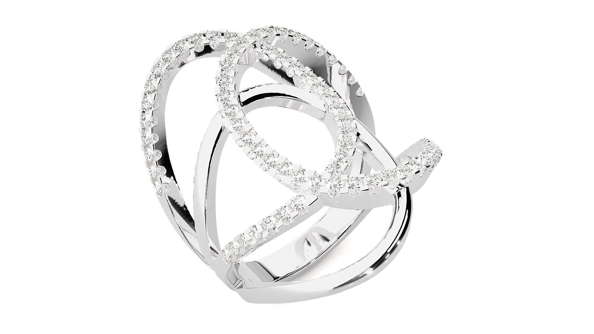 Tri-Circle Cocktail Ring 3dm stl renders details 3D print model_6