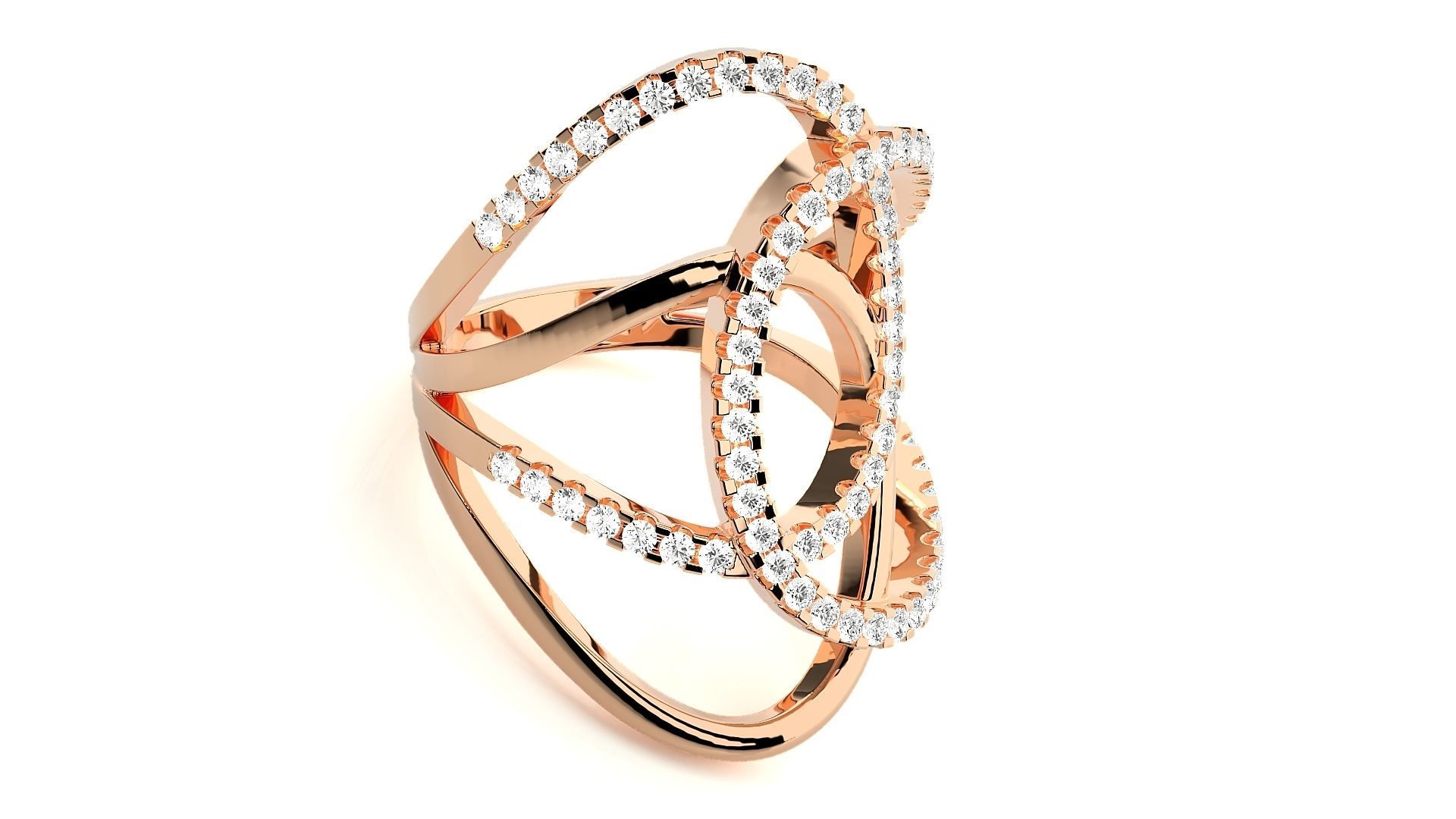 Tri-Circle Cocktail Ring 3dm stl renders details 3D print model_2