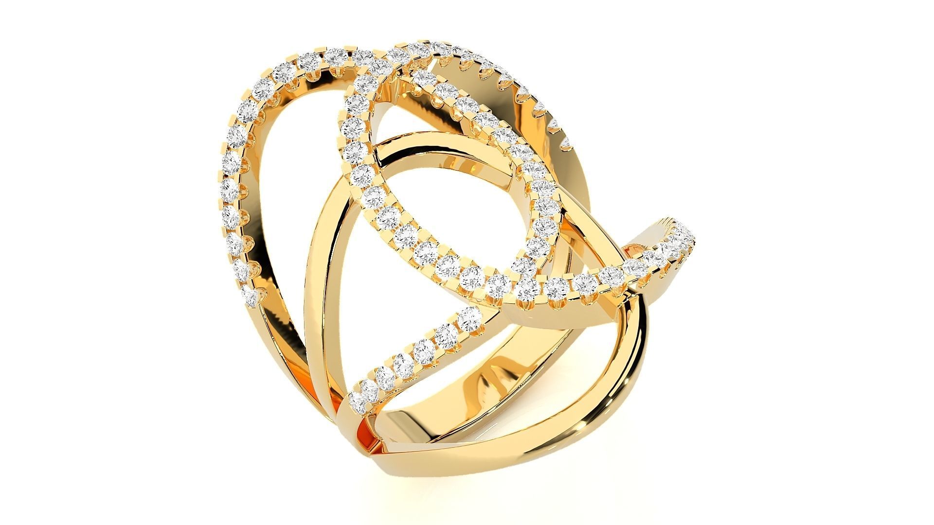 Tri-Circle Cocktail Ring 3dm stl renders details 3D print model_9