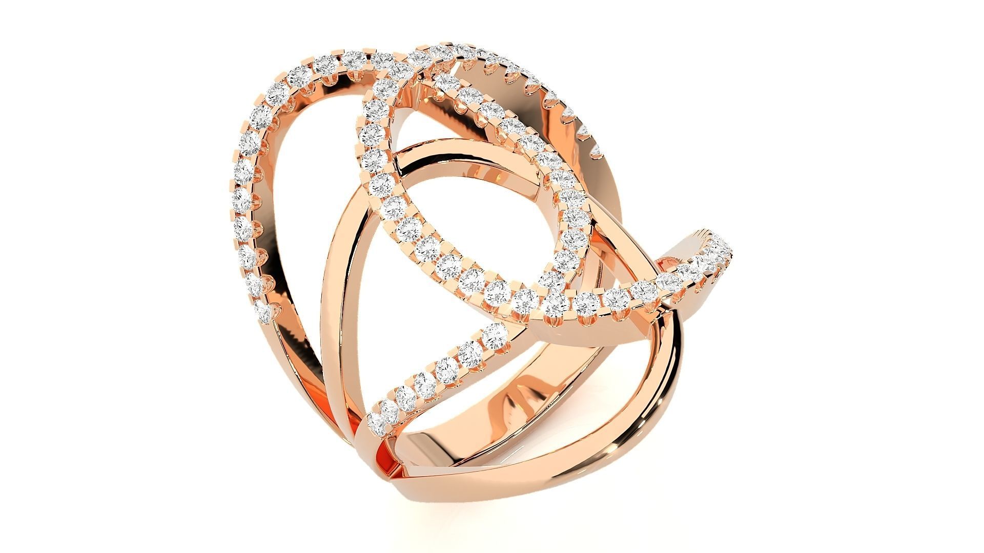 Tri-Circle Cocktail Ring 3dm stl renders details 3D print model_3