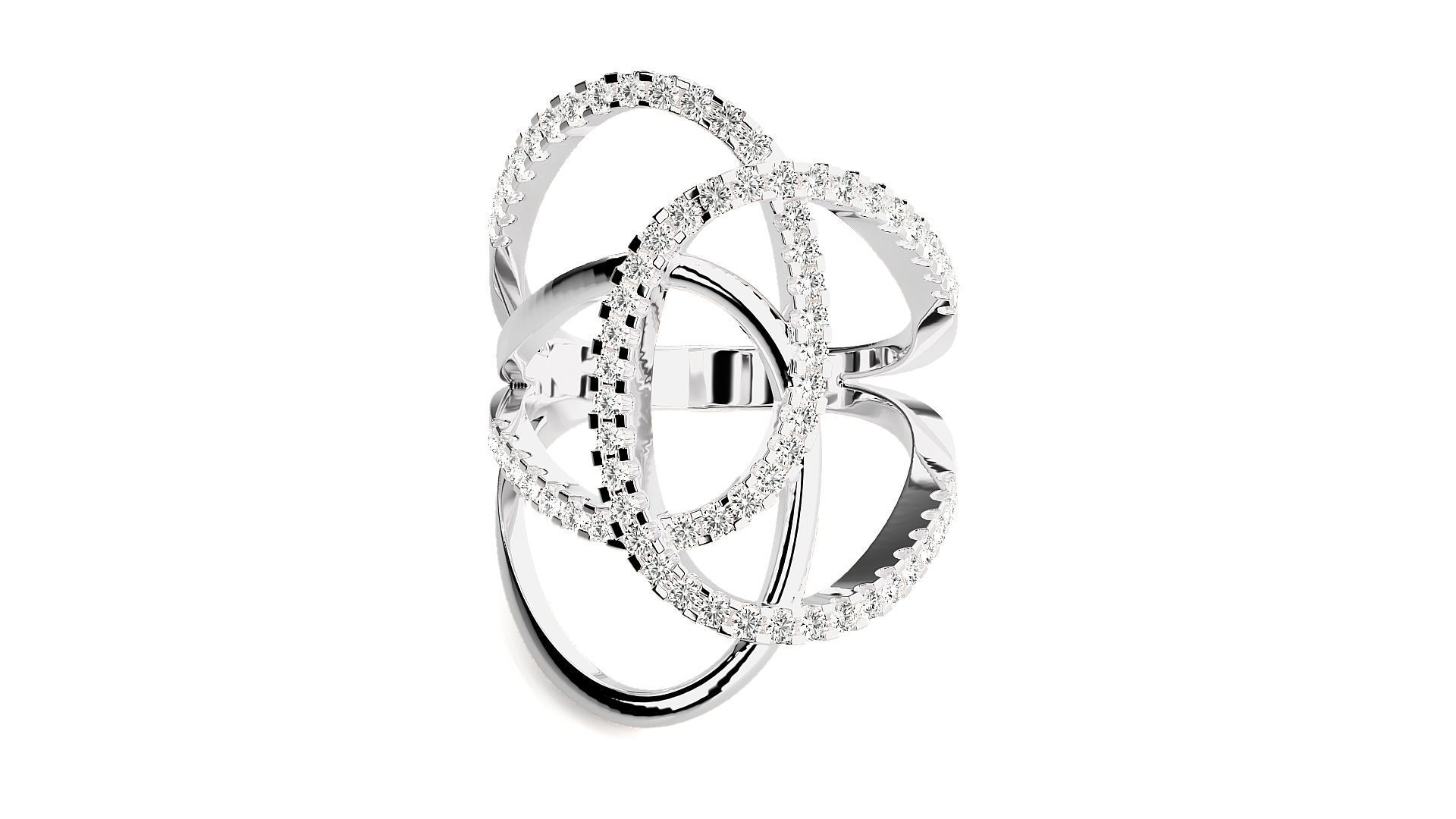 Tri-Circle Cocktail Ring 3dm stl renders details 3D print model_4