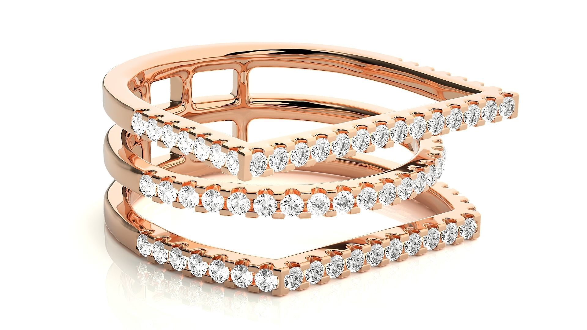 3 Wire Rim Cocktail Ring 3dm stl renders details 3D print model_3