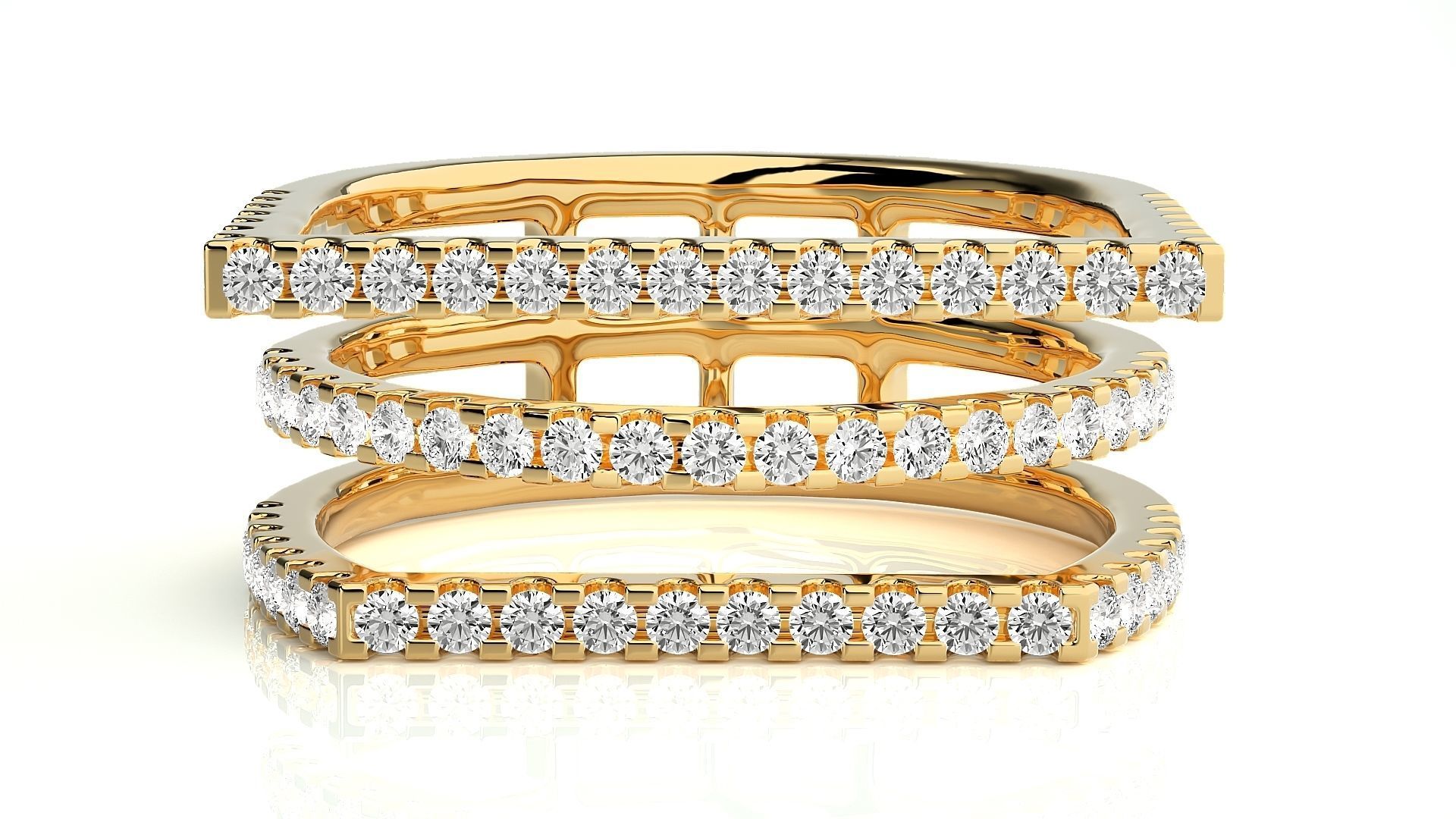 3 Wire Rim Cocktail Ring 3dm stl renders details 3D print model_7