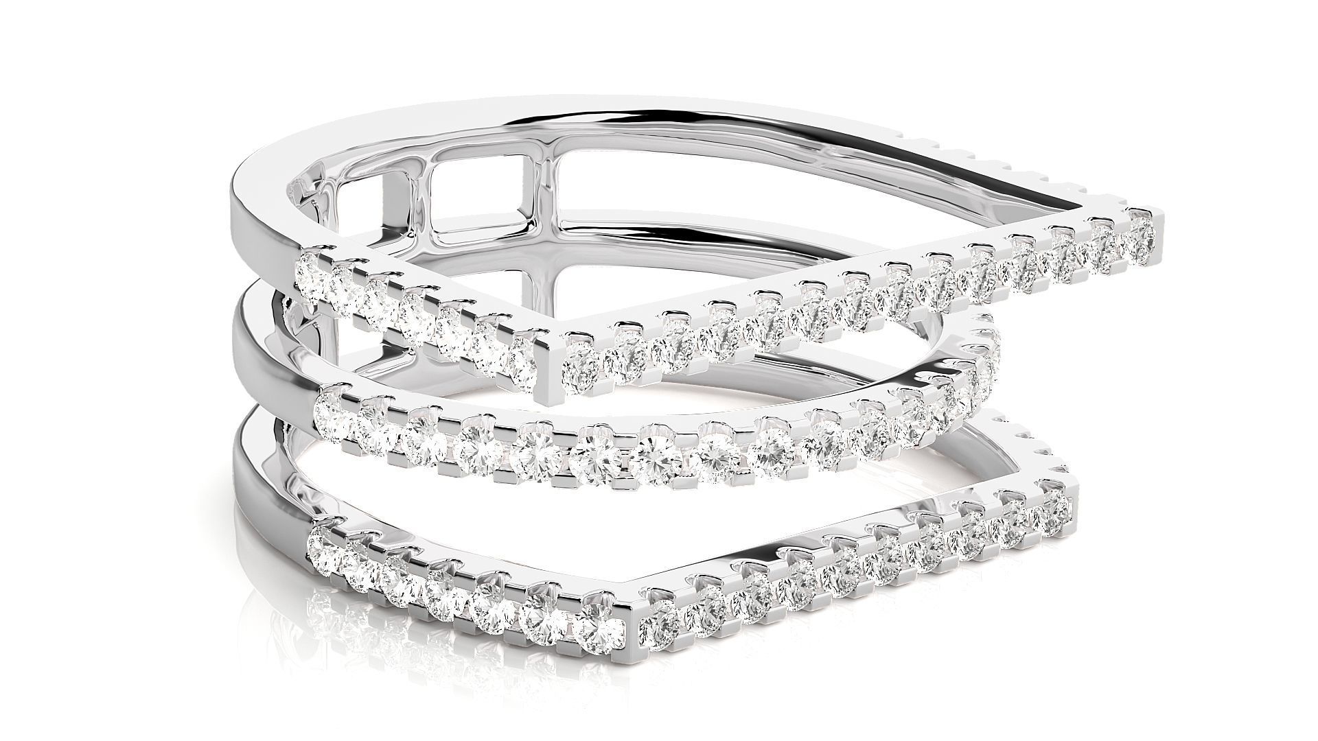 3 Wire Rim Cocktail Ring 3dm stl renders details 3D print model_5