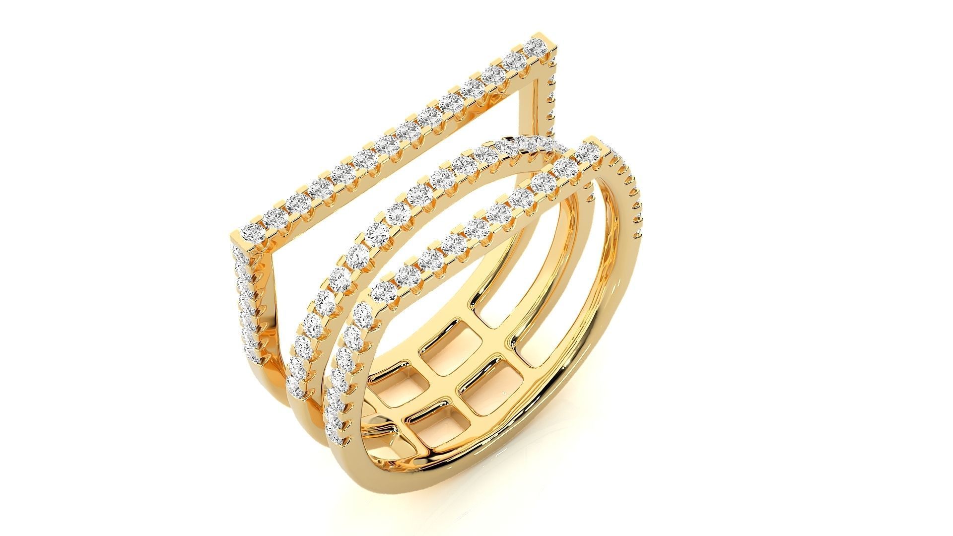 3 Wire Rim Cocktail Ring 3dm stl renders details 3D print model_9