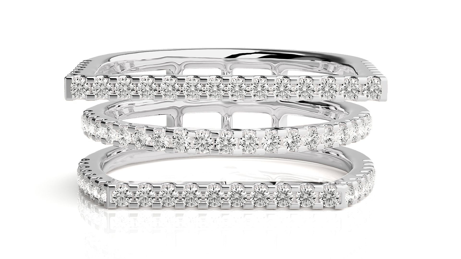 3 Wire Rim Cocktail Ring 3dm stl renders details 3D print model_4