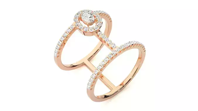 Dual Rim Solitaire Cocktail ring 3dm stl details 3D print model