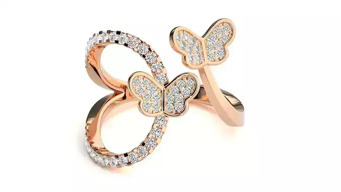 Butterfly High End Cocktail Ring 3dm stl renders details