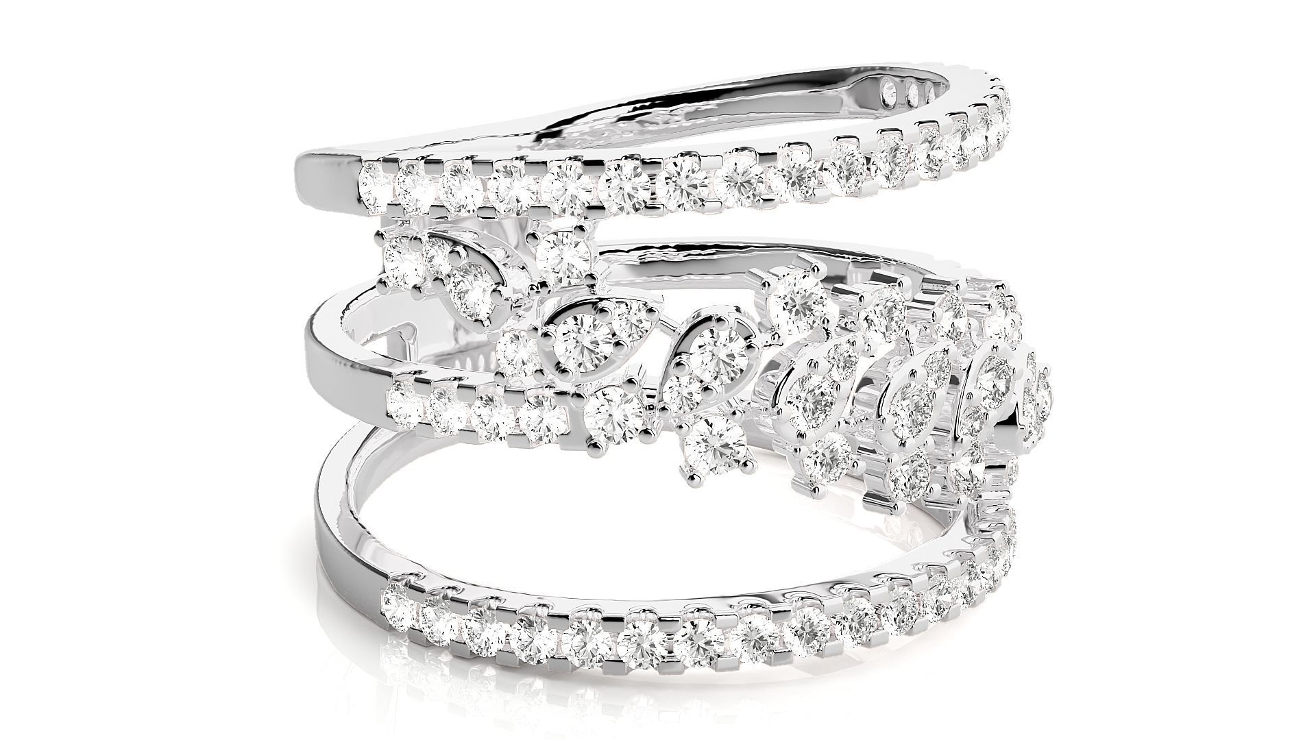 Diamond Galaxy Cluster Cocktail ring 3dm stl renders details 3D print model_6