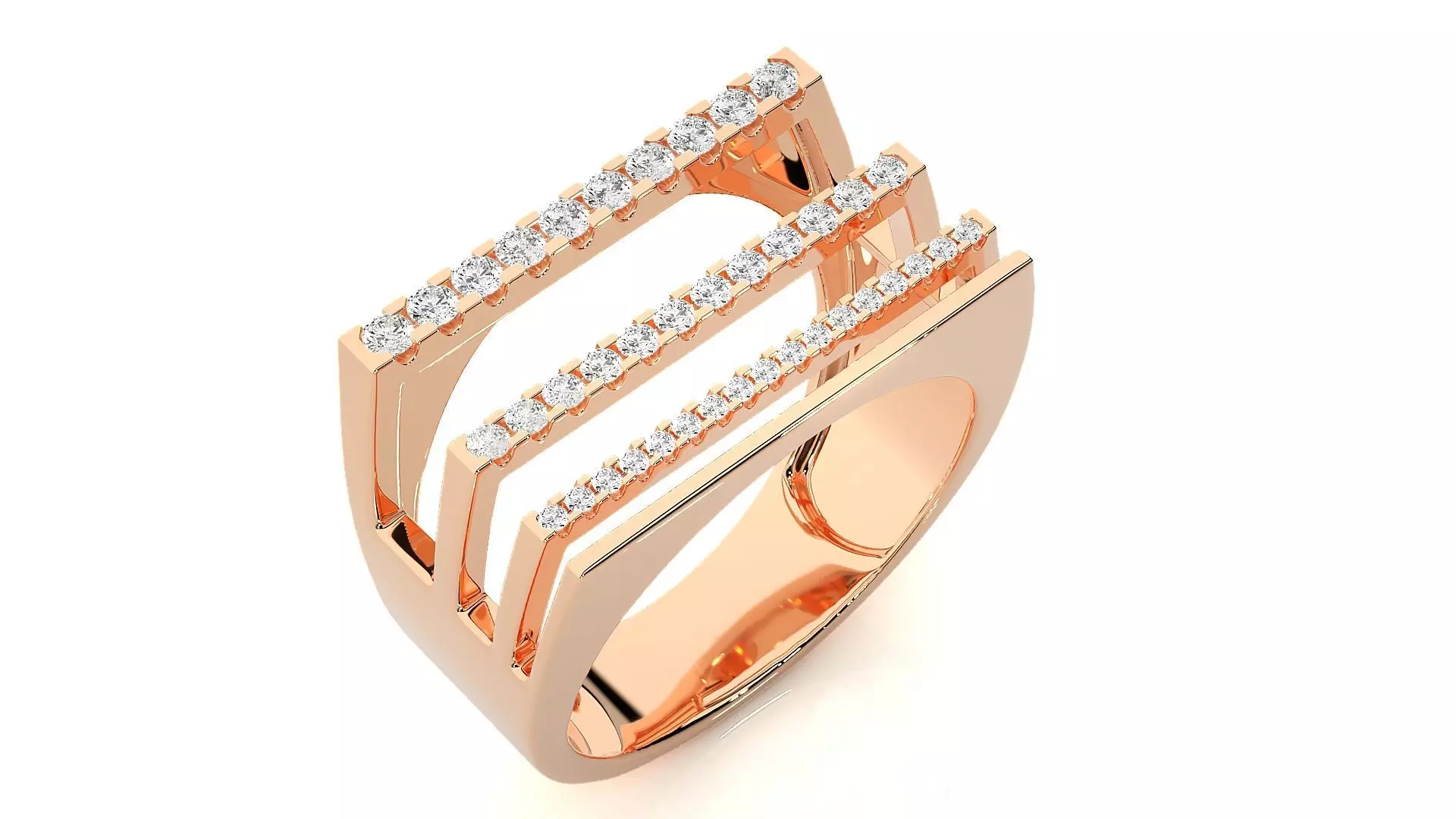 Tri Line Ring 3dm stl renders details 3D print model