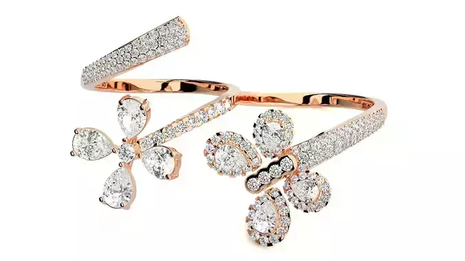 Flowery Diamond two finger 3dm stl renders details