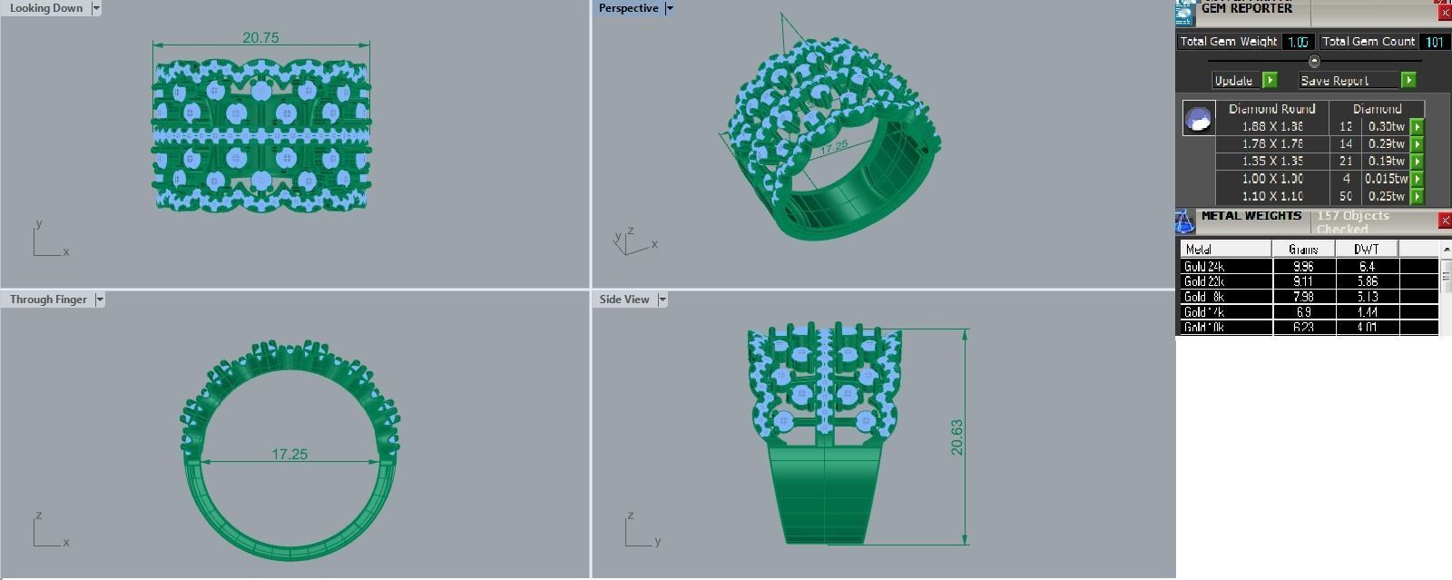 Diamond Galaxy Cluster Cocktail ring 3dm stl renders details 3D print model_2