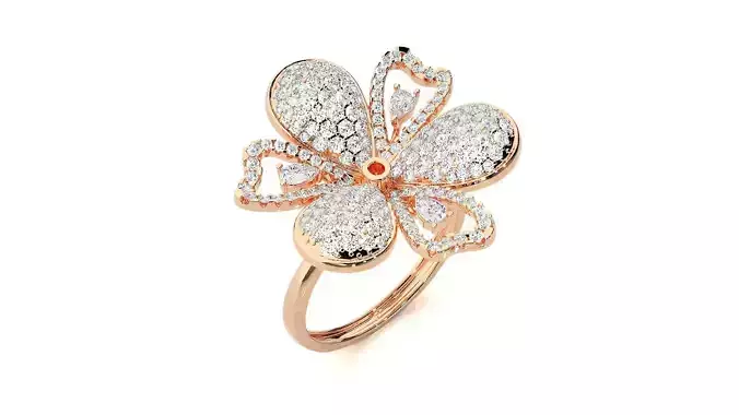 Blooming Flower Cocktail Ring 3dm stl renders details