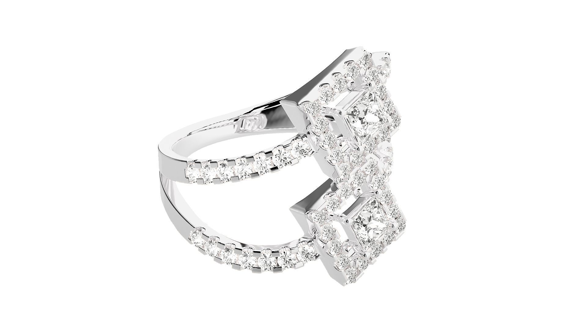Bi-Star Solitaire Cocktail ring 3dm stl renders details  3D print model_6