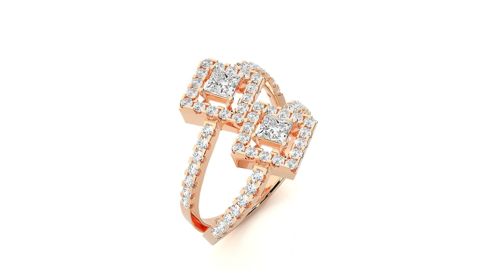 Bi-Star Solitaire Cocktail ring 3dm stl renders details  3D print model_4