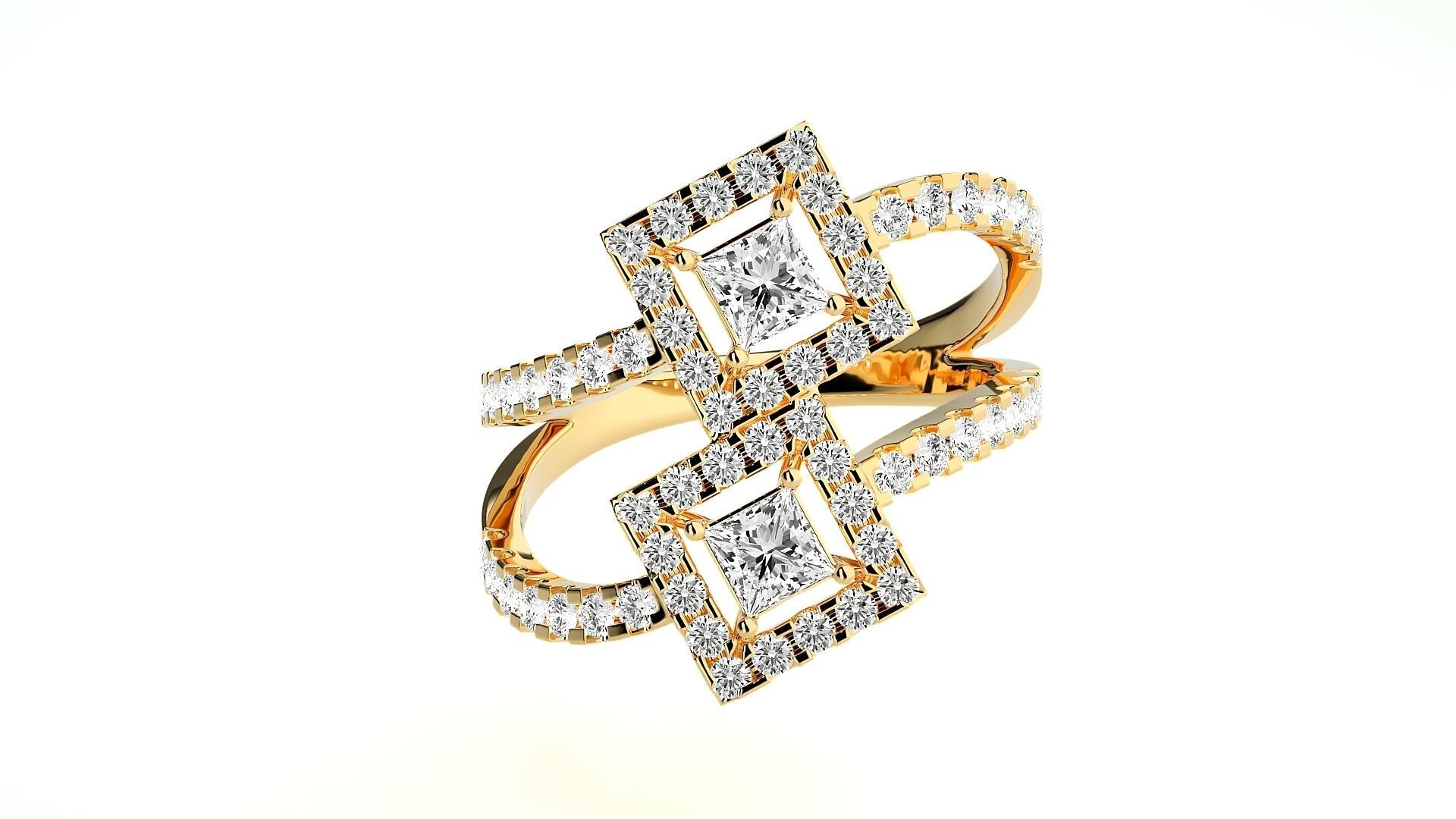 Bi-Star Solitaire Cocktail ring 3dm stl renders details  3D print model_8