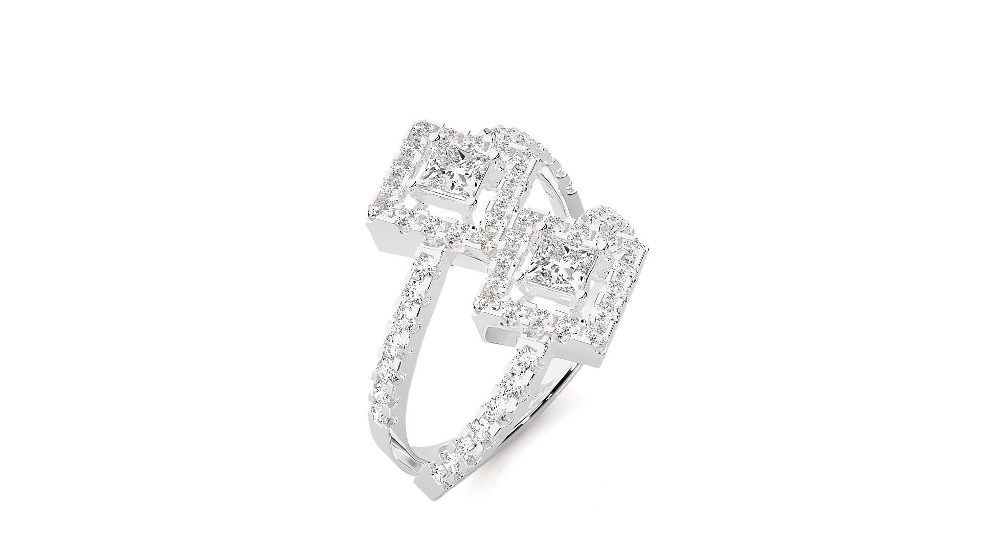 Bi-Star Solitaire Cocktail ring 3dm stl renders details  3D print model_7