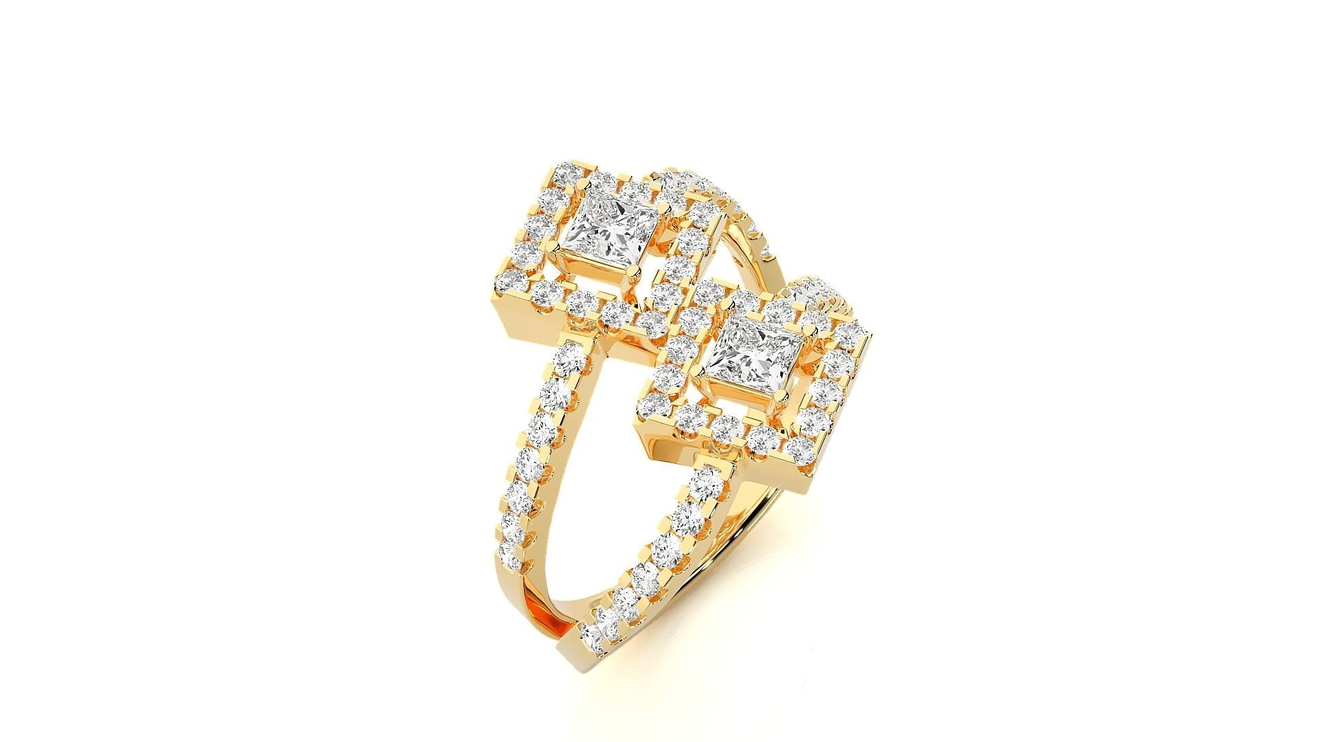 Bi-Star Solitaire Cocktail ring 3dm stl renders details  3D print model_10