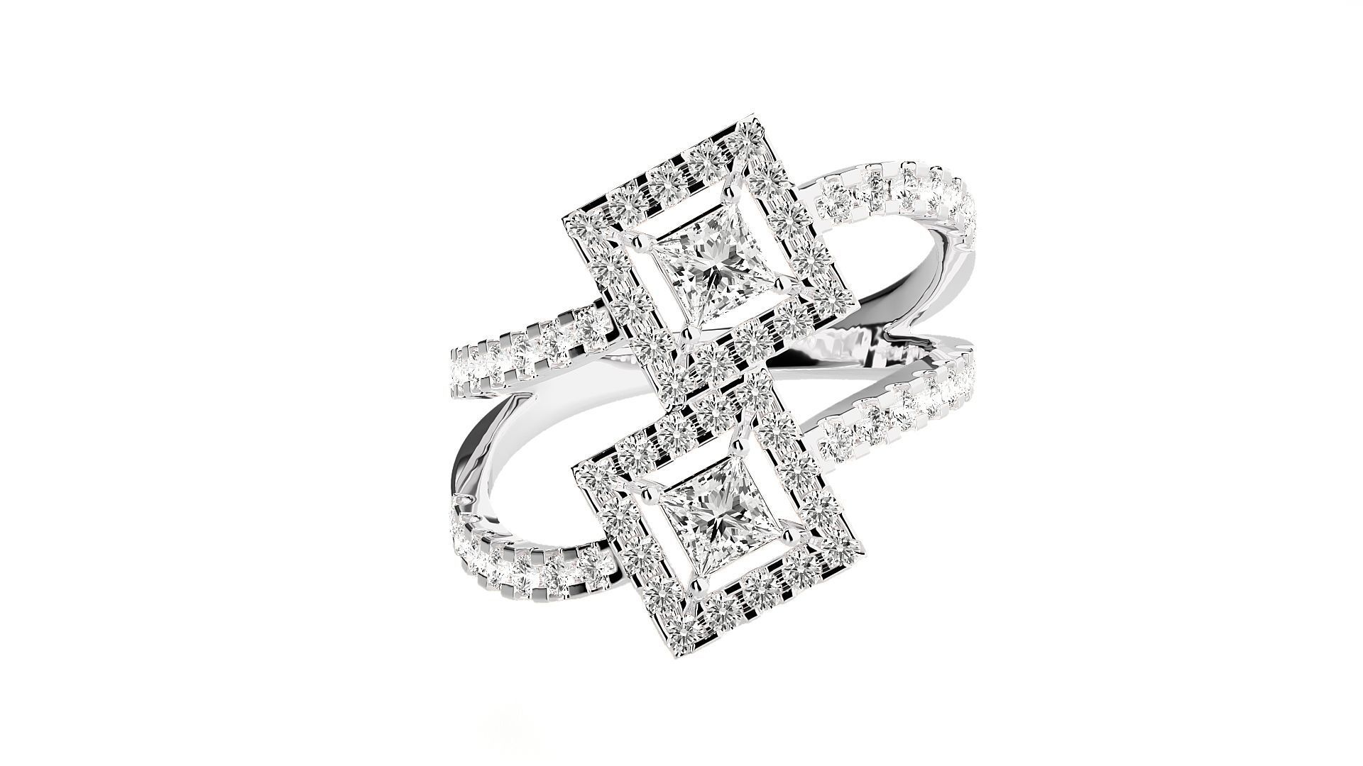 Bi-Star Solitaire Cocktail ring 3dm stl renders details  3D print model_5
