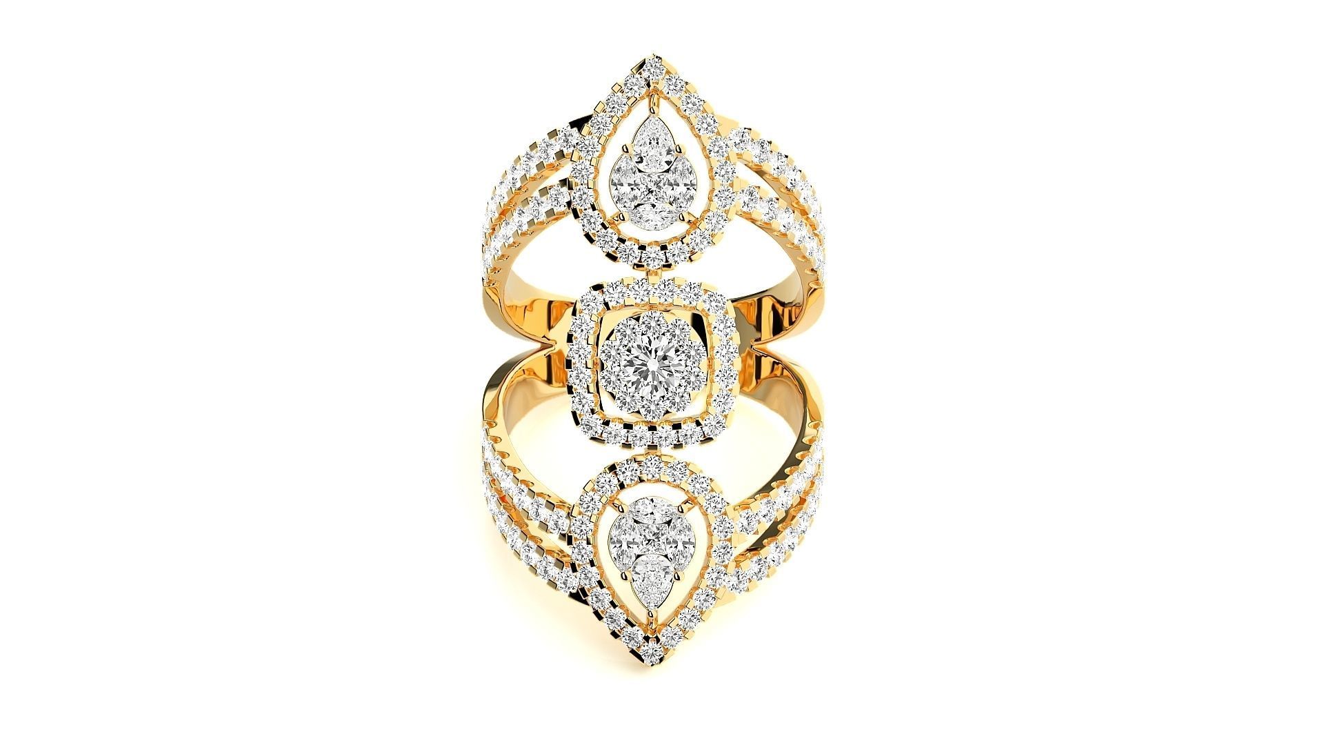 High Jewelry Cocktail Ring 3dm stl renders details 3D print model_8