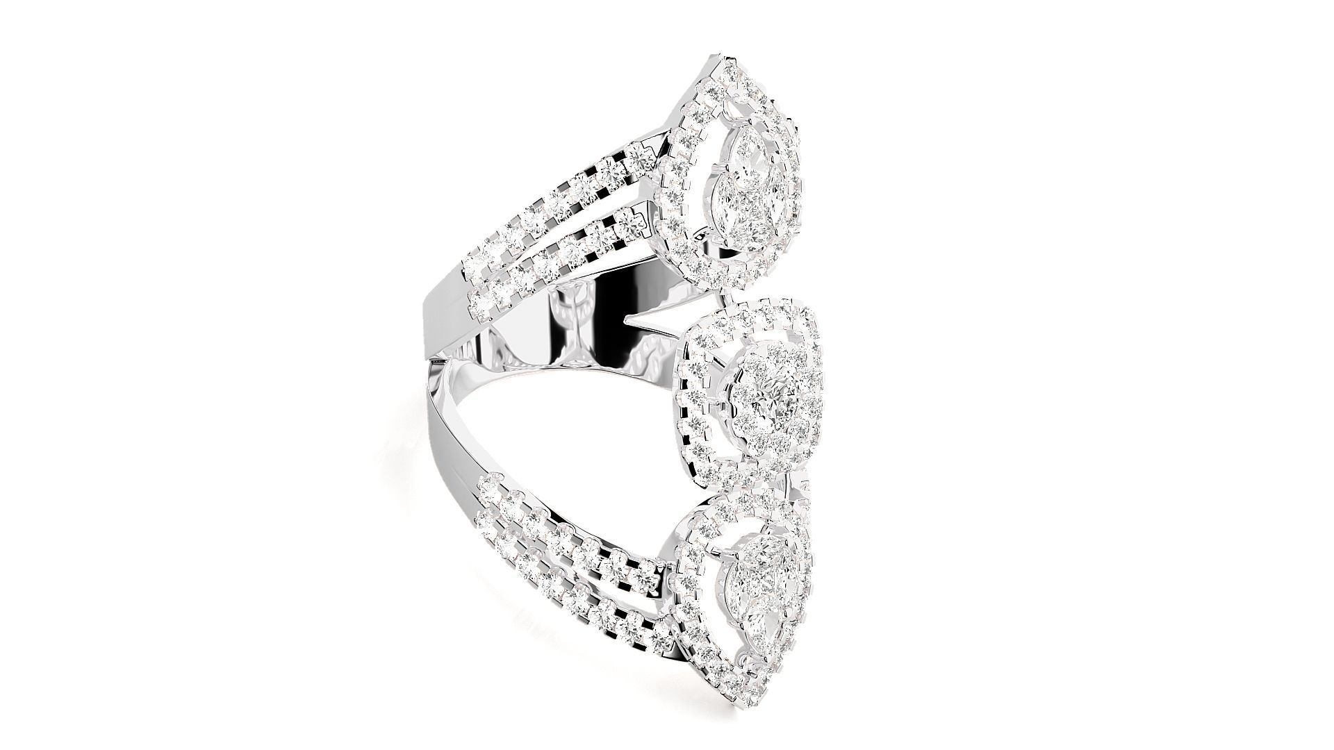 High Jewelry Cocktail Ring 3dm stl renders details 3D print model_6