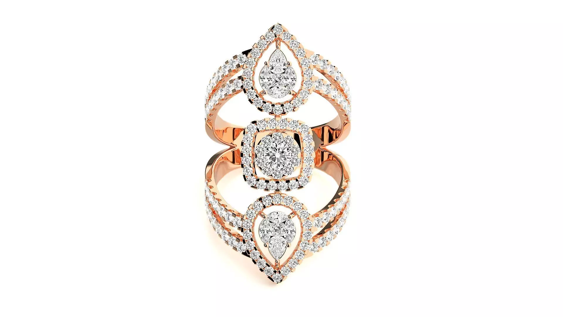 High Jewelry Cocktail Ring 3dm stl renders details 3D print model_0