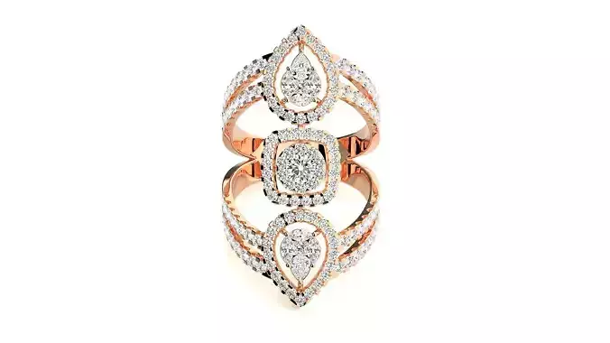 High Jewelry Cocktail Ring 3dm stl renders details 3D print model