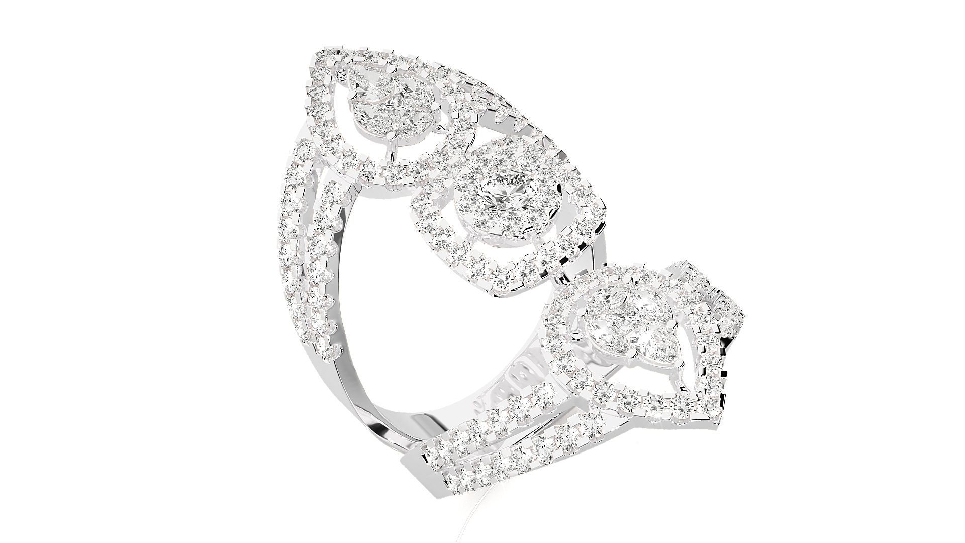 High Jewelry Cocktail Ring 3dm stl renders details 3D print model_7