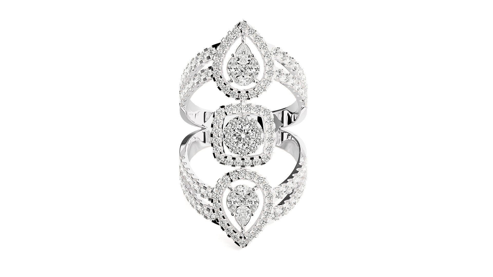 High Jewelry Cocktail Ring 3dm stl renders details 3D print model_5