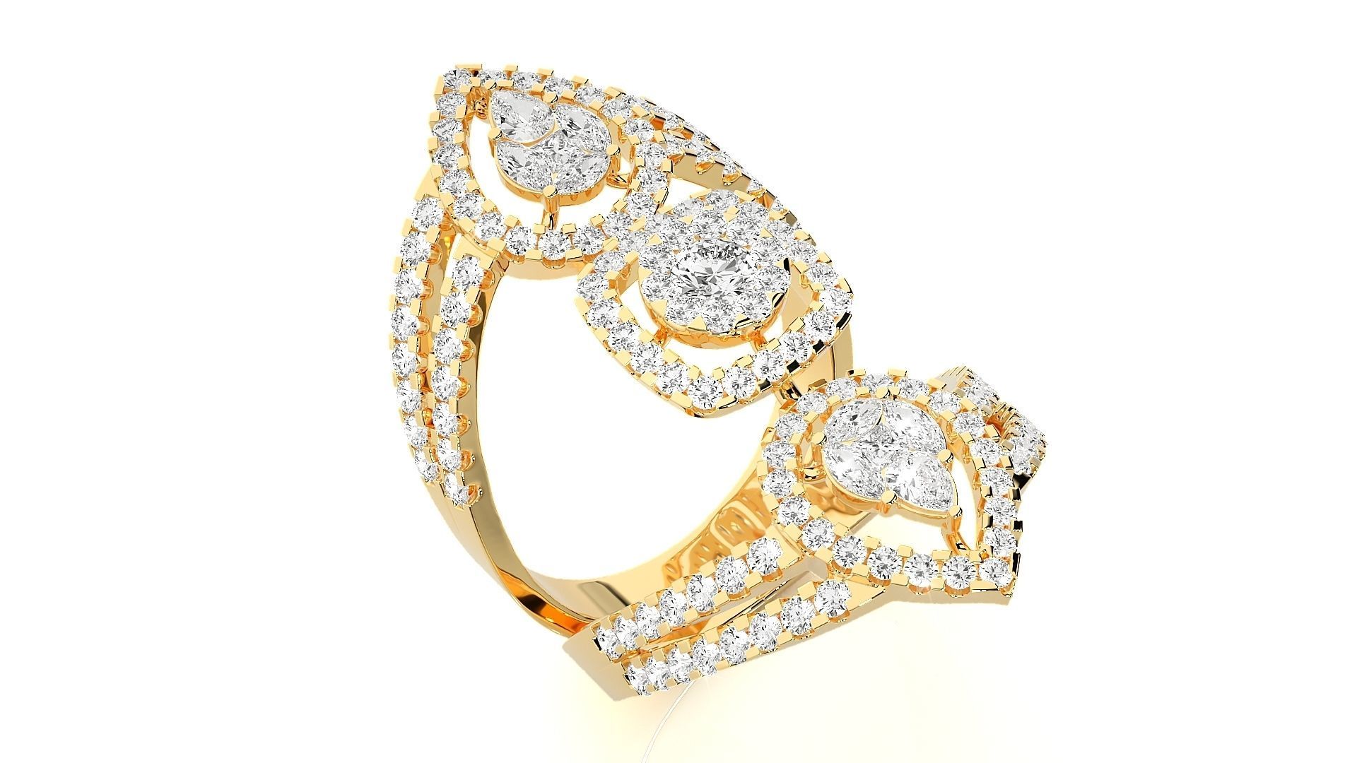 High Jewelry Cocktail Ring 3dm stl renders details 3D print model_10
