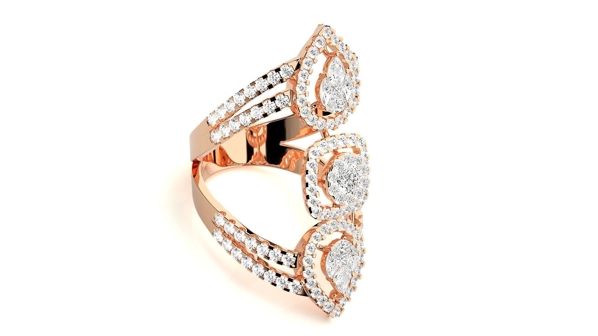 High Jewelry Cocktail Ring 3dm stl renders details 3D print model_3