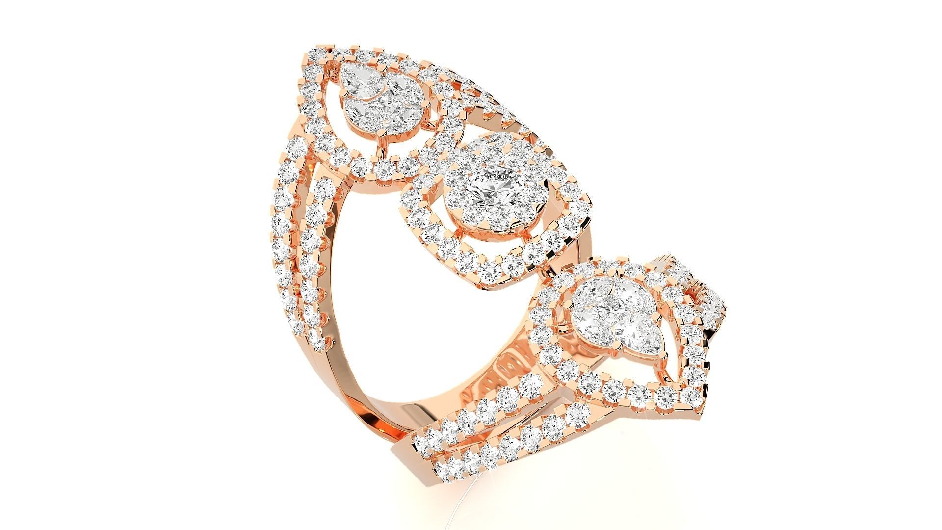 High Jewelry Cocktail Ring 3dm stl renders details 3D print model_4