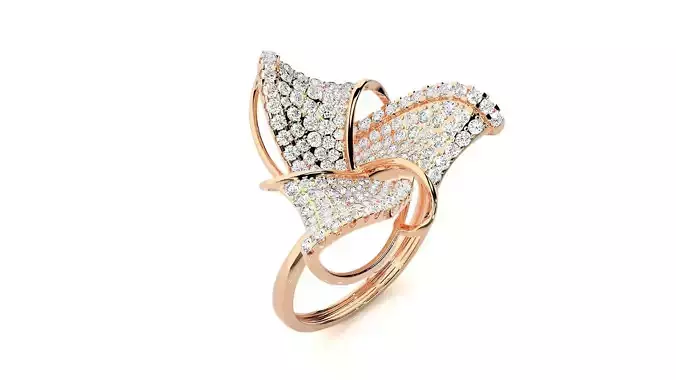 Flower nature Diamond Cocktail ring 3dm stl renders details