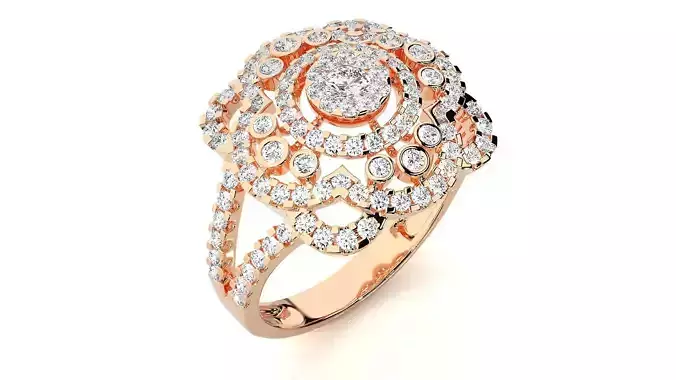 Blooming Flower Cocktail Ring 3dm stl renders details