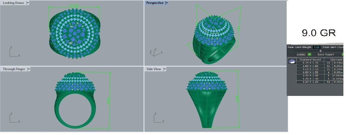 Stars Cluster Cocktail Diamond Ring 3dm stl renders details  3D print model_2