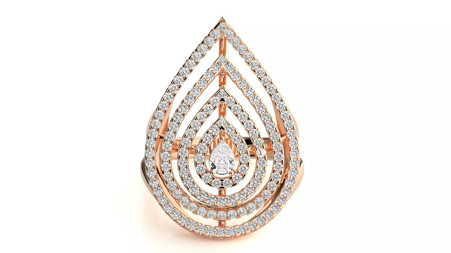 Pear Shape Diamond Ring 3dm stl renders details  3D print model_0