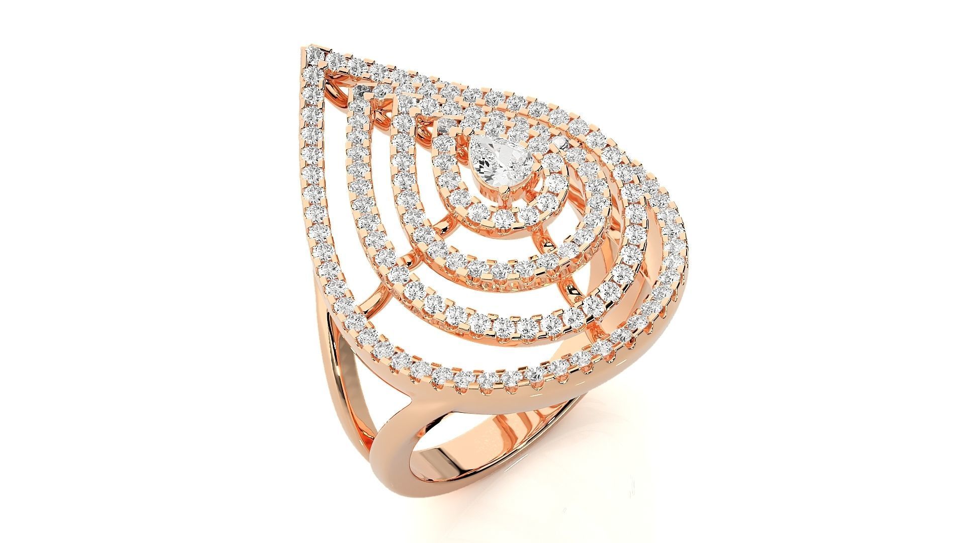 Pear Shape Diamond Ring 3dm stl renders details  3D print model_3