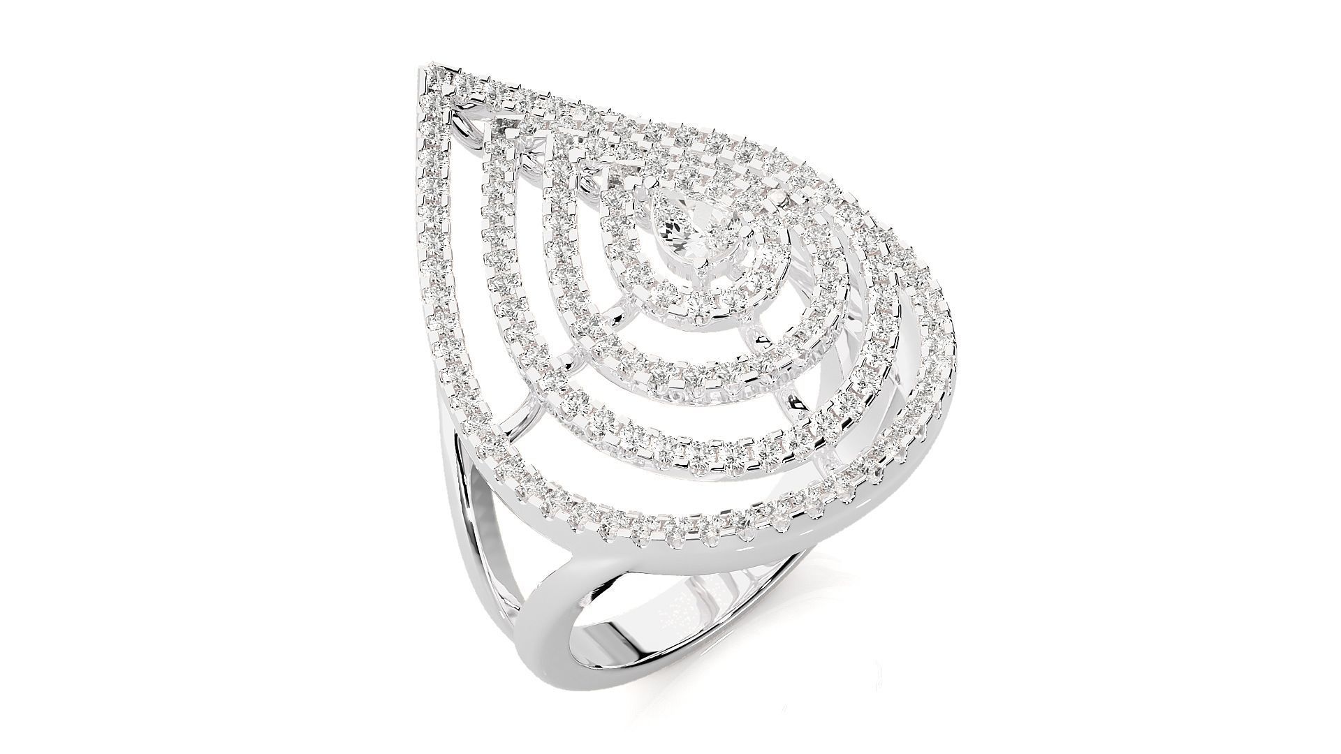 Pear Shape Diamond Ring 3dm stl renders details  3D print model_6