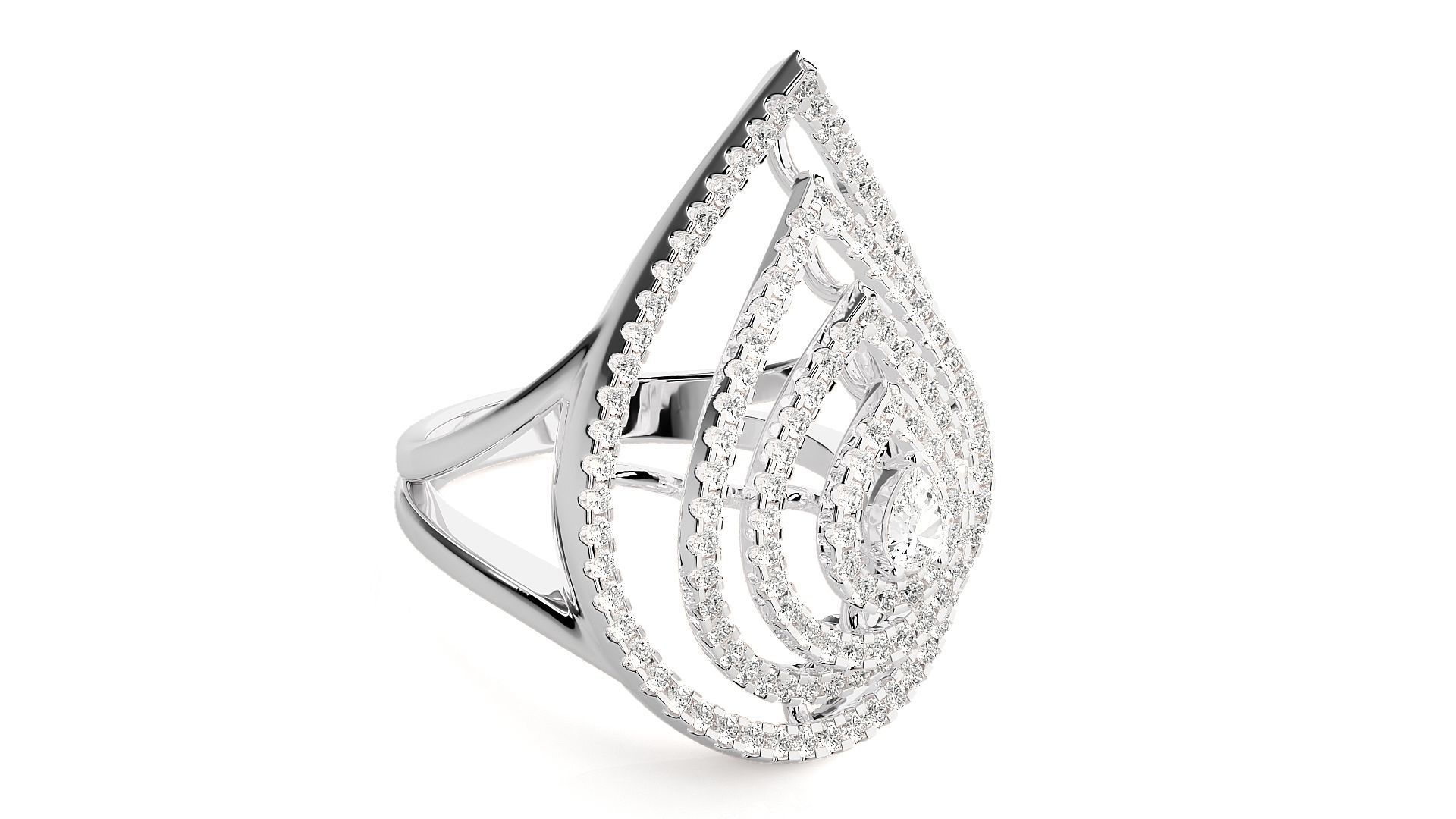 Pear Shape Diamond Ring 3dm stl renders details  3D print model_5