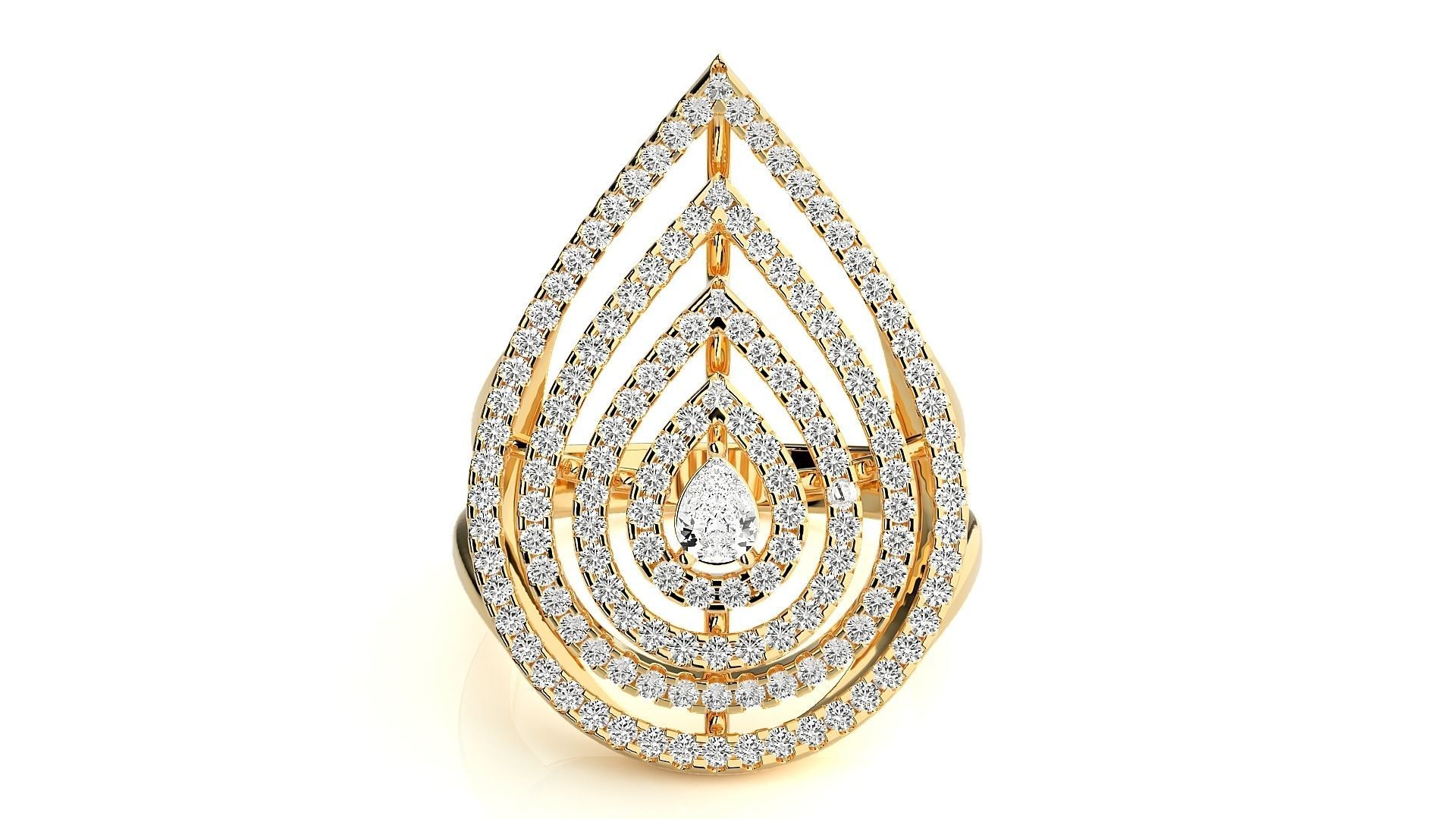 Pear Shape Diamond Ring 3dm stl renders details  3D print model_7