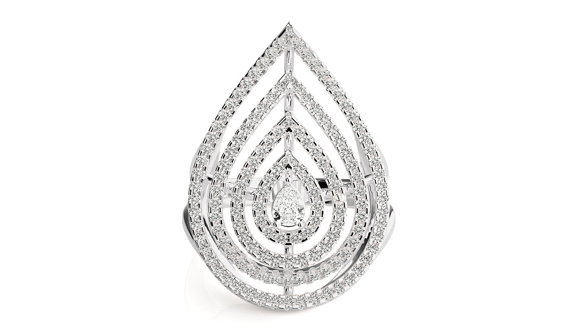 Pear Shape Diamond Ring 3dm stl renders details  3D print model_4