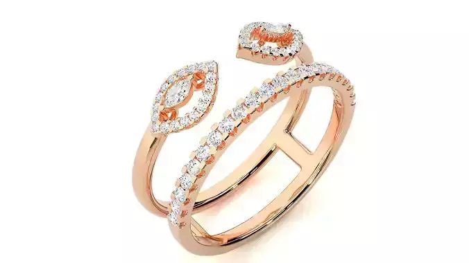 Two Leaf Italian Diamond Ring 3dm stl renders details  3D print model